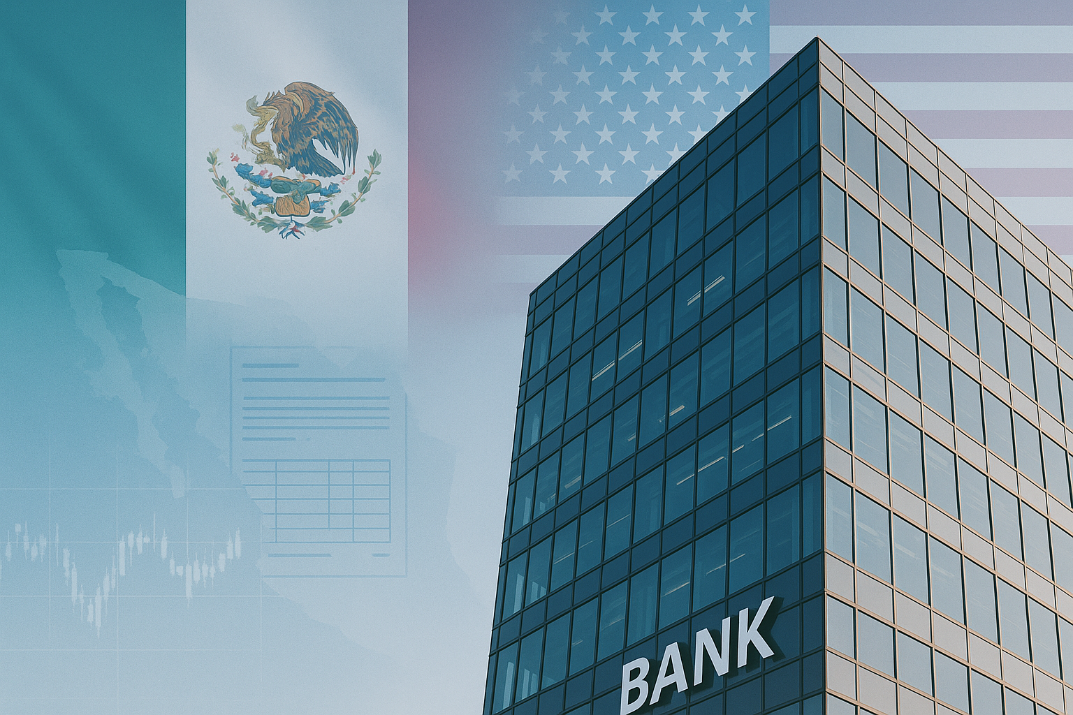 Mexican bank with U.S. flag overlay