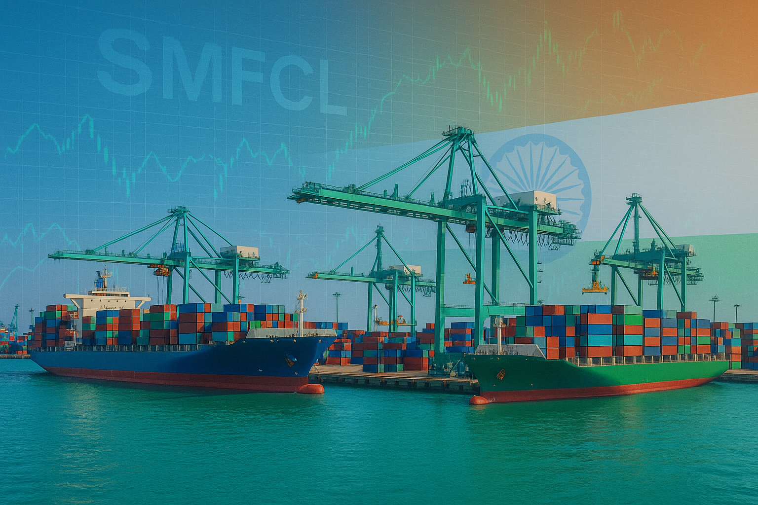 Indian port with financial charts
