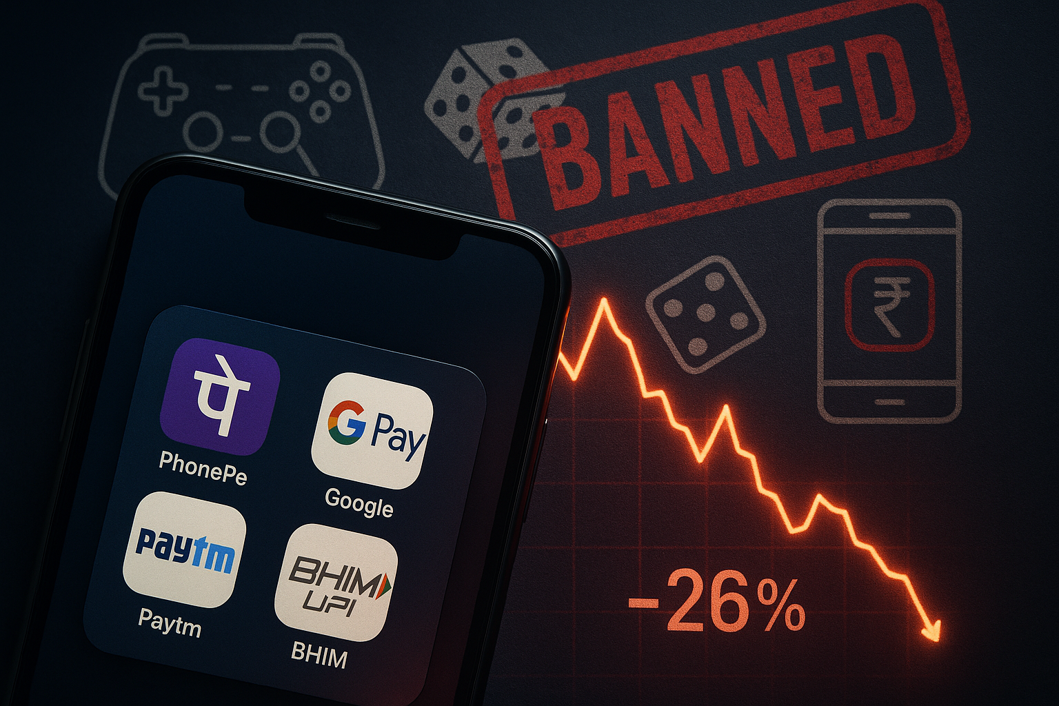 UPI Spending on Gaming Falls 26% After Ban on Real-Money Gaming