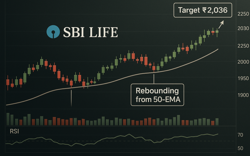 SBI Life Rebounds from 50‑DEMA, Eyes Breakout Toward ₹2,036 on Strong Technical Cues