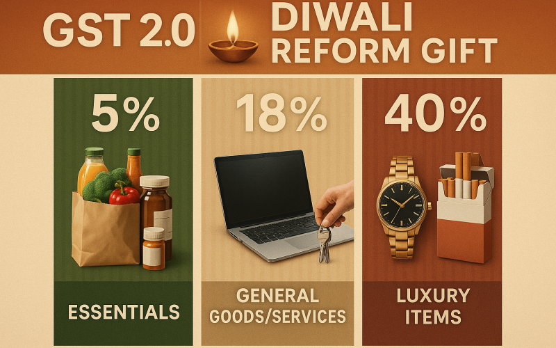 PM’s Diwali Gift: India’s GST Set to Be Simplified to Just Two Slabs (5% & 18%)