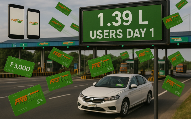 Launch-Day Rush: 1.4 Lakh Users Opt for INR 3,000 FASTag Annual Pass