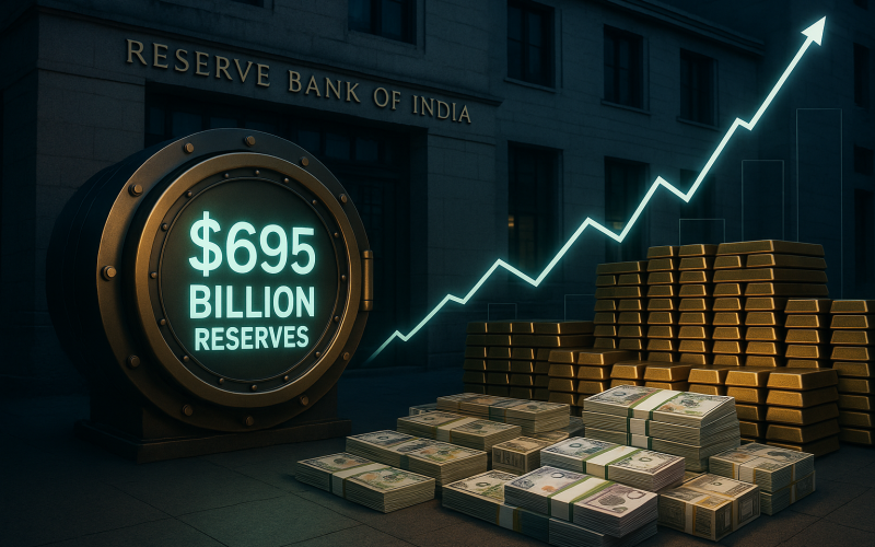 India’s Forex Reserves Climb $1.48 Billion, Cross $695 Billion