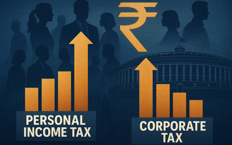 Personal Income Tax Collections Surpass Corporate Tax for the First Time in India