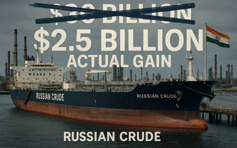 India’s Gains From Russian Oil Imports Overstated, Real Benefit Only $2.5 Billion