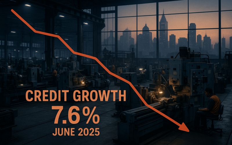 Industrial Credit Growth Slows to 7.6% in June, RBI Data Shows