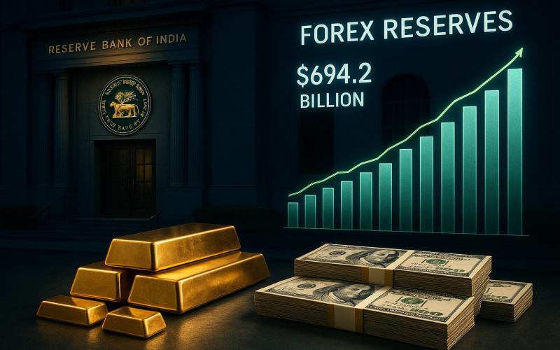 India’s Forex Reserves Rise by $3.51 Billion to $694.2 Billion
