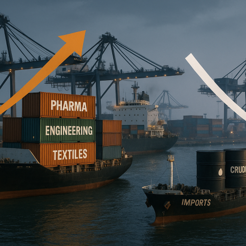 India’s Trade Deficit Narrows in August as Exports Rise and Imports Fall