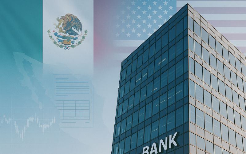 Mexican bank with U.S. flag overlay