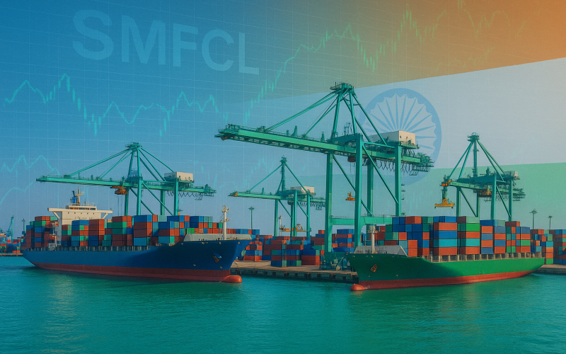 Indian port with financial charts