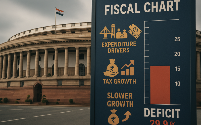 Centre’s Fiscal Deficit Widens to 29.9% of FY26 Target by July